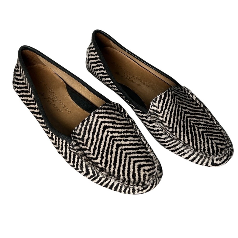 Patricia Green Women's Jillian Haircalf Driving Moccasin Loafer Sz 7 Zebra Comfy